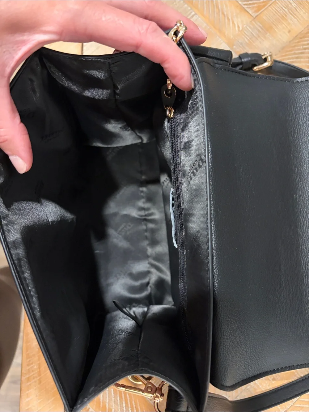 Dune London Black Top-Handle Satchel with Gold Hardware